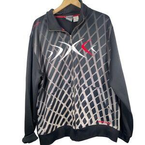 Bauer Vapor Mens XL Slim Fit Hockey Track Jacket Full Zip Black Grey Graphic